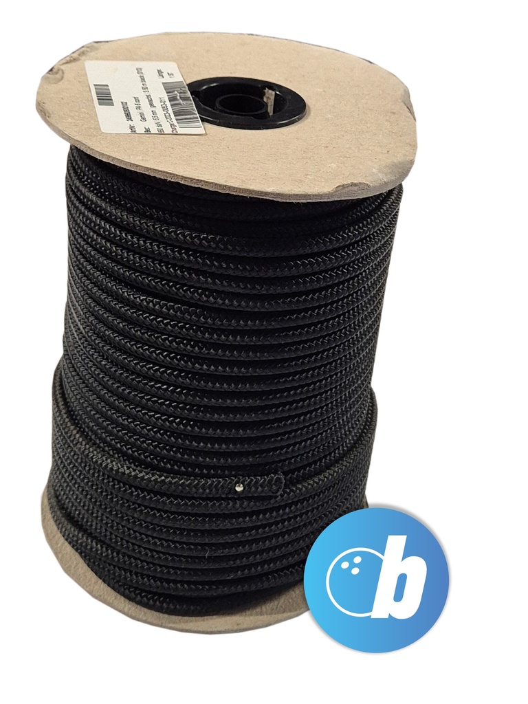 String black 6mm waxed, Roll/50m